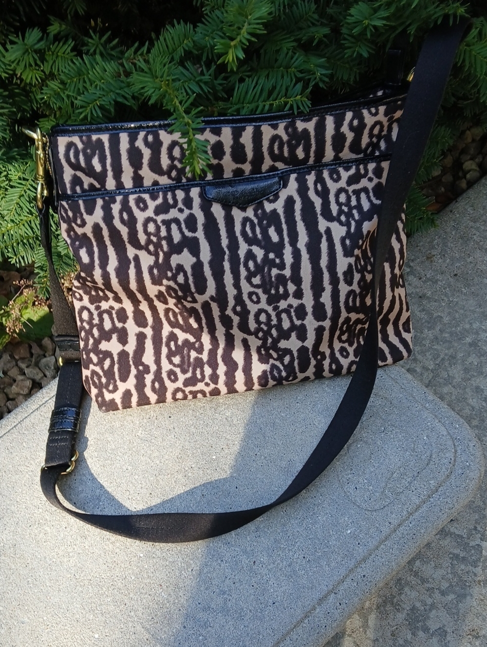 Coach Ocelot / Leopard Print Crossbody File Bag (Style F31686).